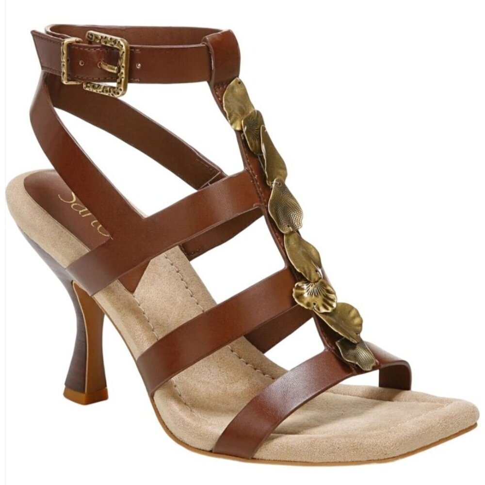 FRANCO SARTO /  L-Rine / Dress Sandals / Amber / Brown / Leather / Gold Accent
